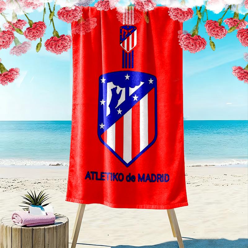 Atletico Madrid Logo Print Beach Towel, Large Soft Quick Dry Towel for Beach Camping Swimming