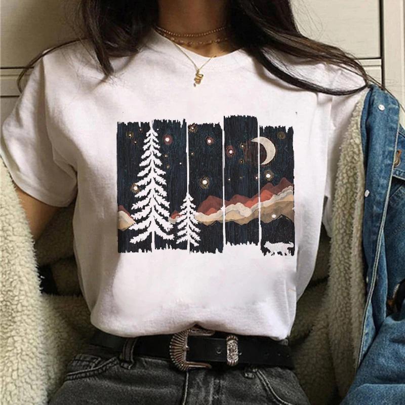 Forest Mountain Unisex T Shirt Fashion summer T-shirts Lady Tshirts Tee Y2K Tops Harajuku White Casual FeUnisex T Shirt girl