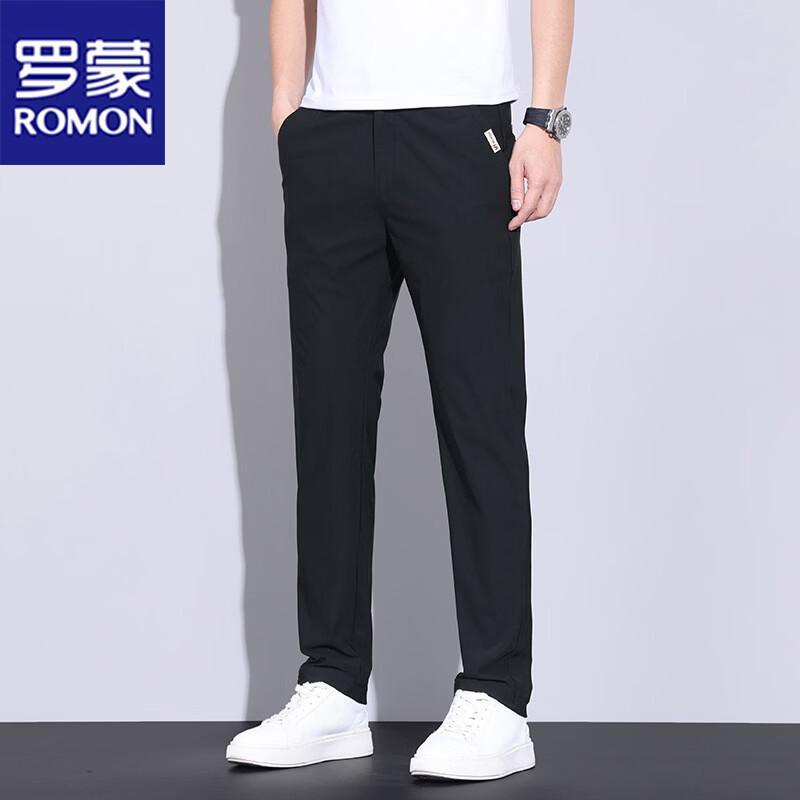 ROMON Men's Summer Business Casual Straight Fit Stretch Pants