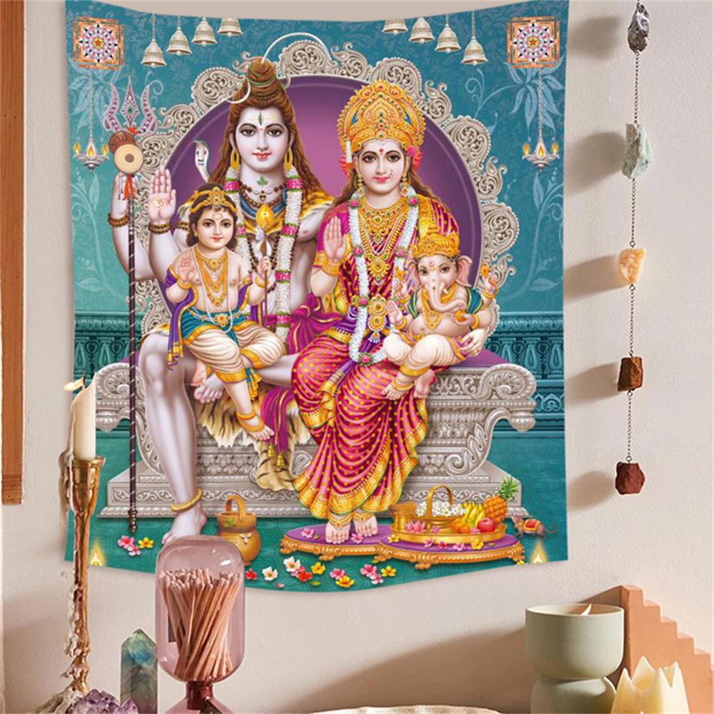 Family Shiva Buddhism Hinduism Hindu Tradition Wall Art Tapestry Room Decoration Items Home Decor Dorm Wall Hanging Backdrop