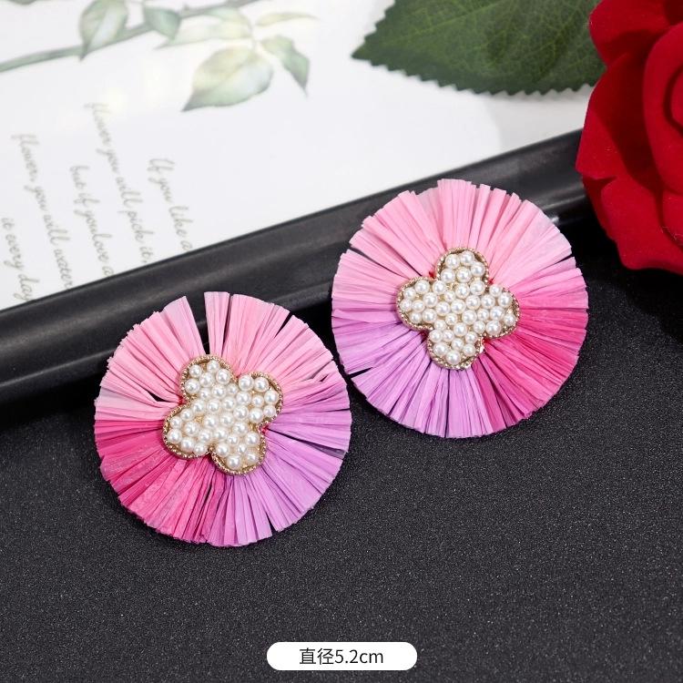 Vintage Urlaubs Rattan Bast Ohrstecker Weiblichkeit Strand Ohrringe personalisierte Ohrringe handgemachte Ohrringe