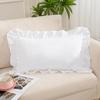 White Ruffle Lumbar Pillow Cover 12x20 Inch, Ruffled Cushion Case Covers for Couch Sofa Bed Living Room, Decorative Farmhouse Throw Pillow Cover,