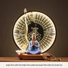 Ceramic Seated Guanyin On Lotus with Light Ring and Anjali Mudra for Home Decor