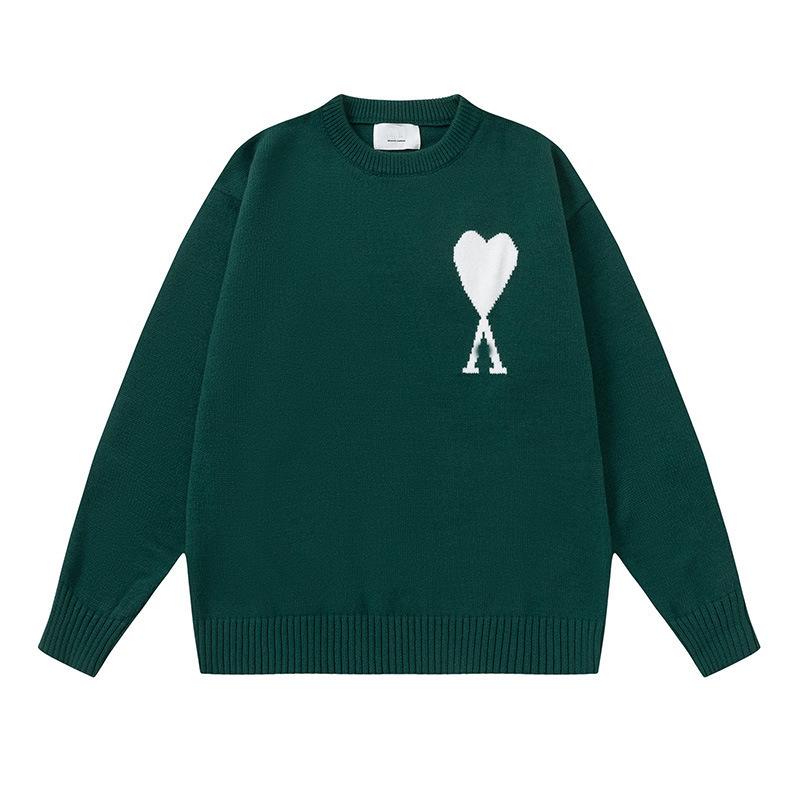 Neuer AMI CS Strickpullover Rundhals Trendmarke Damen Paar Kleines Herz Lockerer Pullover Langarm Grenzüberschreitender Strickpullover