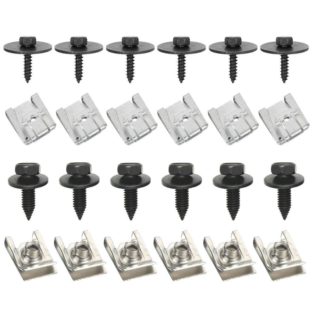 24Pcs Car Engine Undertray Fixing Clips Screws Under Cover Rivet Fasteners For Mercedes G S E C Class W203 W204 SL GL GLC