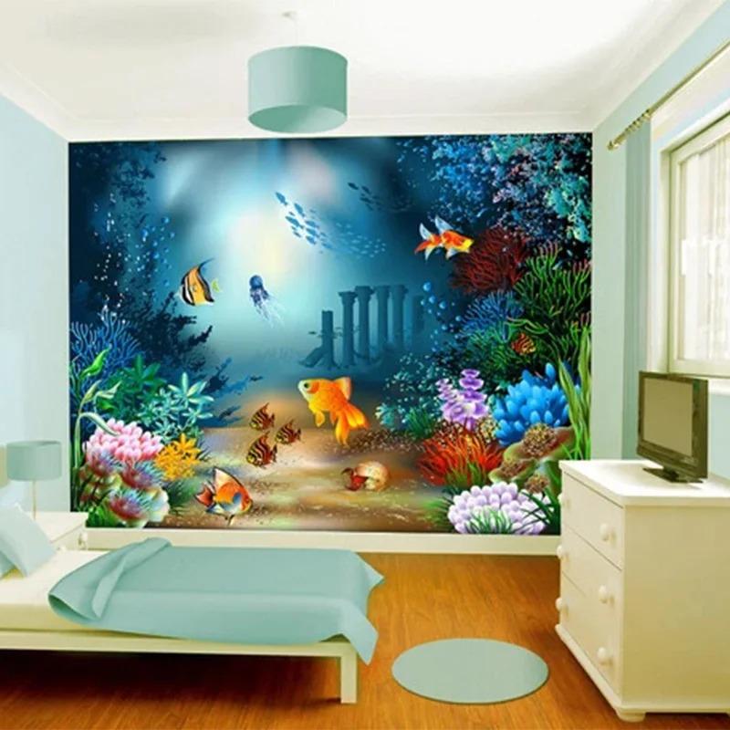3d Cartoon Wallpaper Underwater World Photo Wall Painting Children's Bedroom Cartoon Mural Decor Wall Paper For Walls 3d