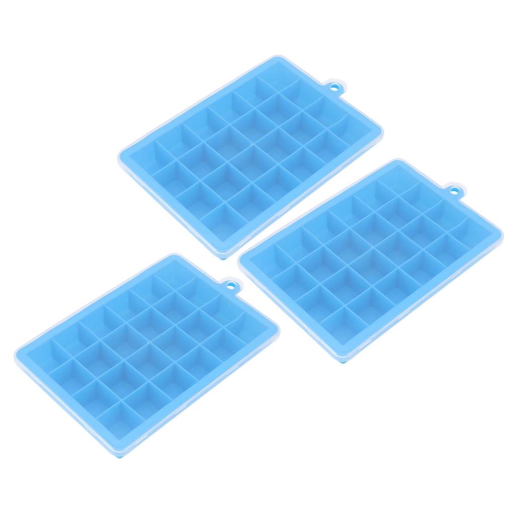 3 Stück Eiswürfelform Wiederverwendbar 24 Fächer Eiswürfelform mit Abnehmbarem Deckel Leichtes Entformen Silikon Eiswürfelbereiter für