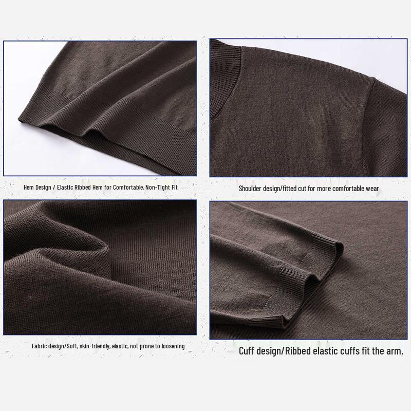 Romon Men's Premium Wool-Silk Blend Knit T-Shirt