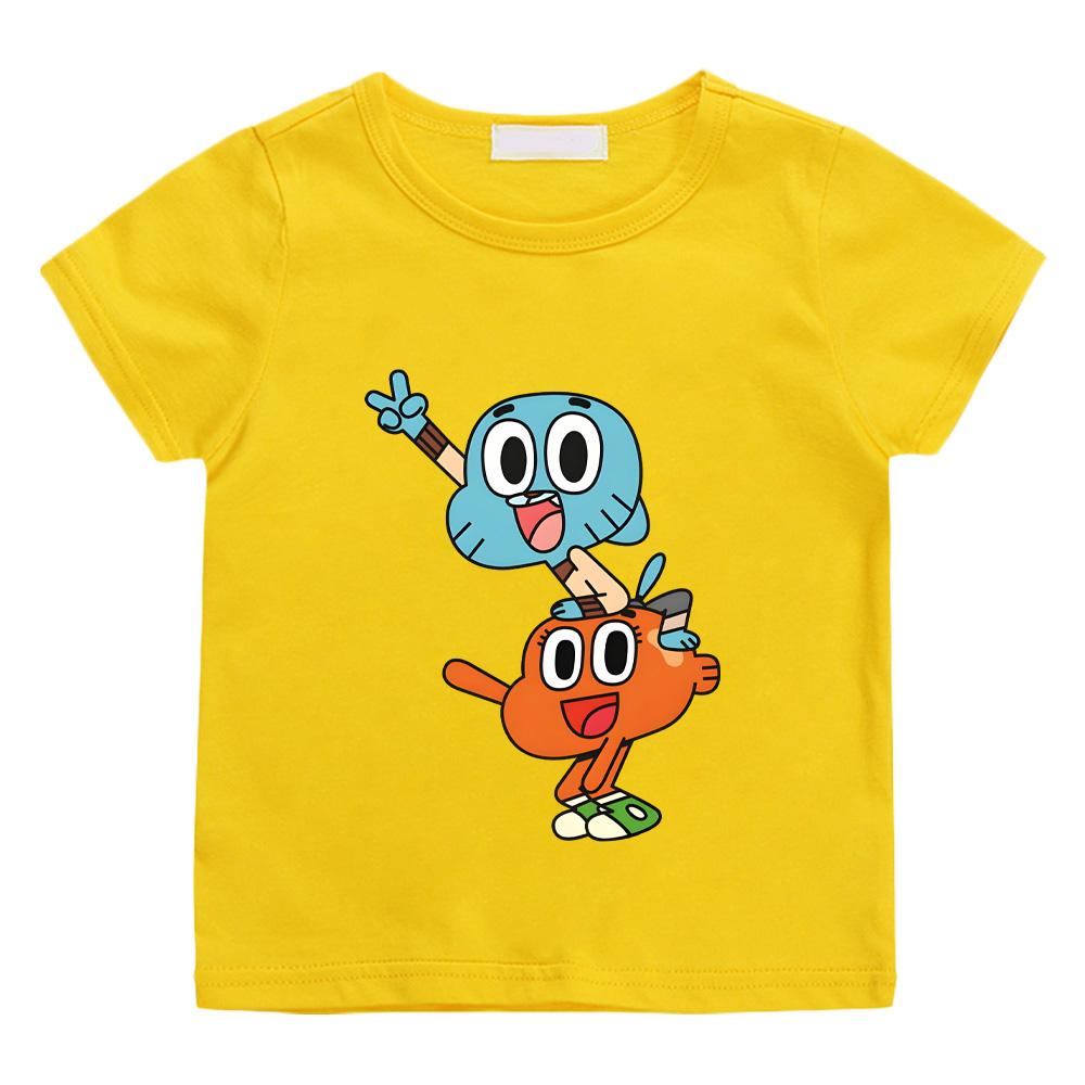 The Wonderfully Weird World of Gumball New Style Children T-Shirt Cute Cartoon Printing 100%cotton T-shirts Children Soft Tops