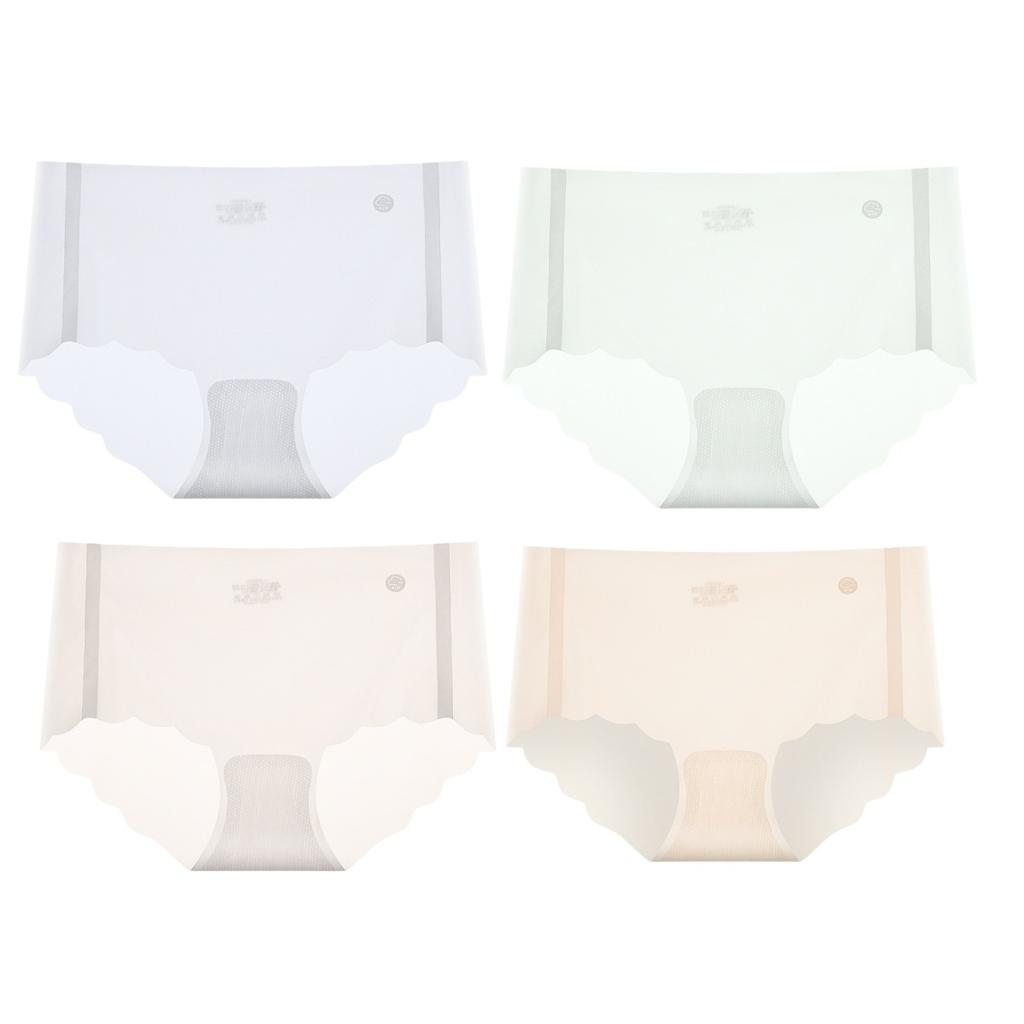 4 Stück/Set Eis-Seiden-Slips Damen-Dessous Schnell trocknend Ultradünn Nahtlos Niedrige Taille Sommer-Unterwäsche Slips