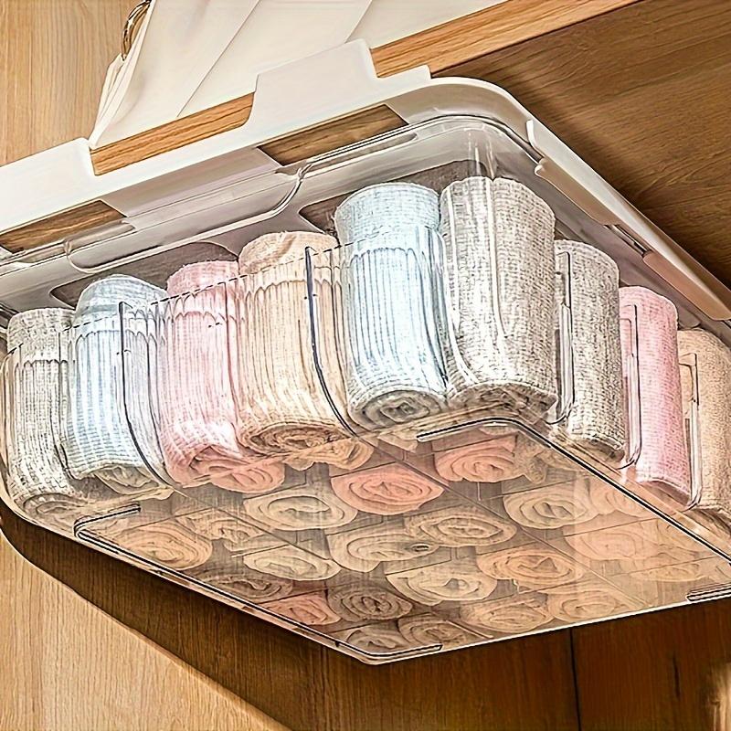15-Compartment Hanging Underwear Organizer, Plastic Wall-Mounted Storage Box for Socks and Drawers, Space-Saving Transparent Closet Shelf Divider