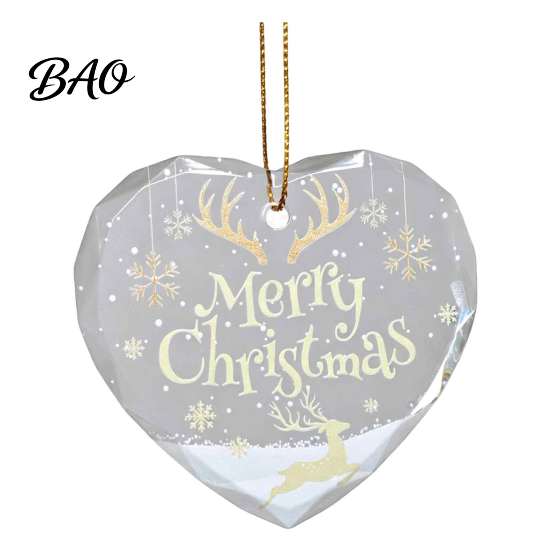 Xmas Tree Hanging Ornaments Heart Shaped Christmas Ornaments, Crystal Santa Winter Scene Ornament, Transparent Festive Porch Pendant Decor for Window