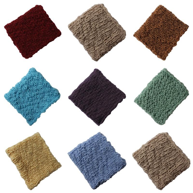 Newborn Photography Props Blanket Woolen Strip Thick Line Square Blanket Baby Photography Background Blanket
