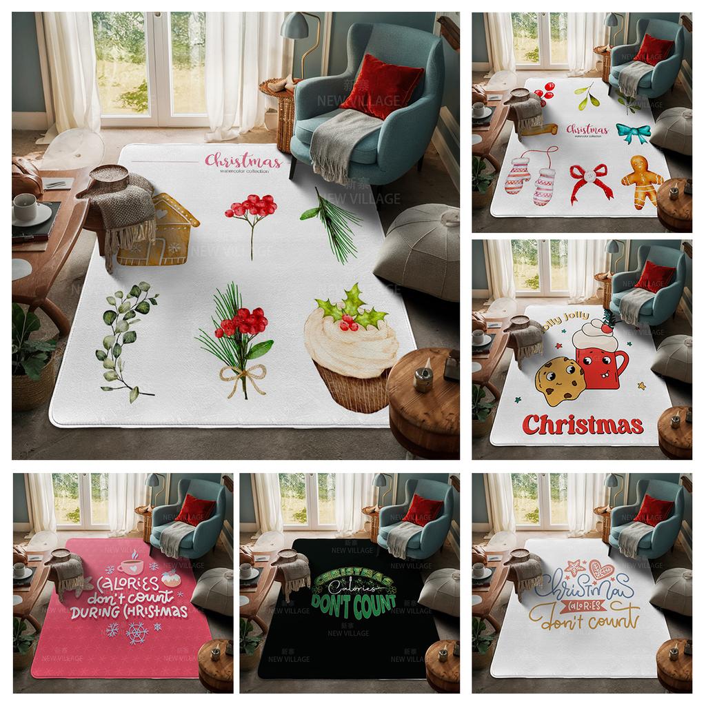 House Entrance Carpet Home Door Mat Living Room Bath Foot Bathroom Non-slip Water Absorption Rugs Bath Merry Christmas Winter