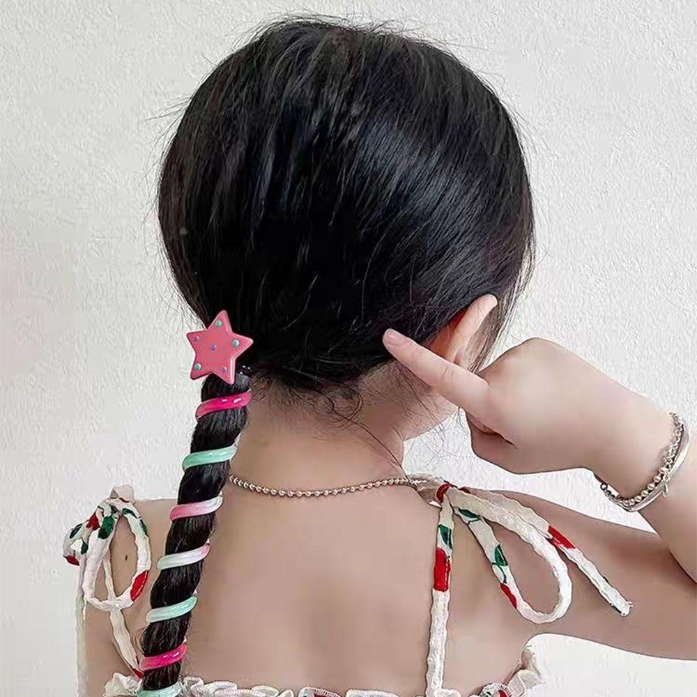 Candy Color Telephone Line Hair Rope Elastic Spiral Coil Hair Rope Cute Rainbow Hair Ring  Daily