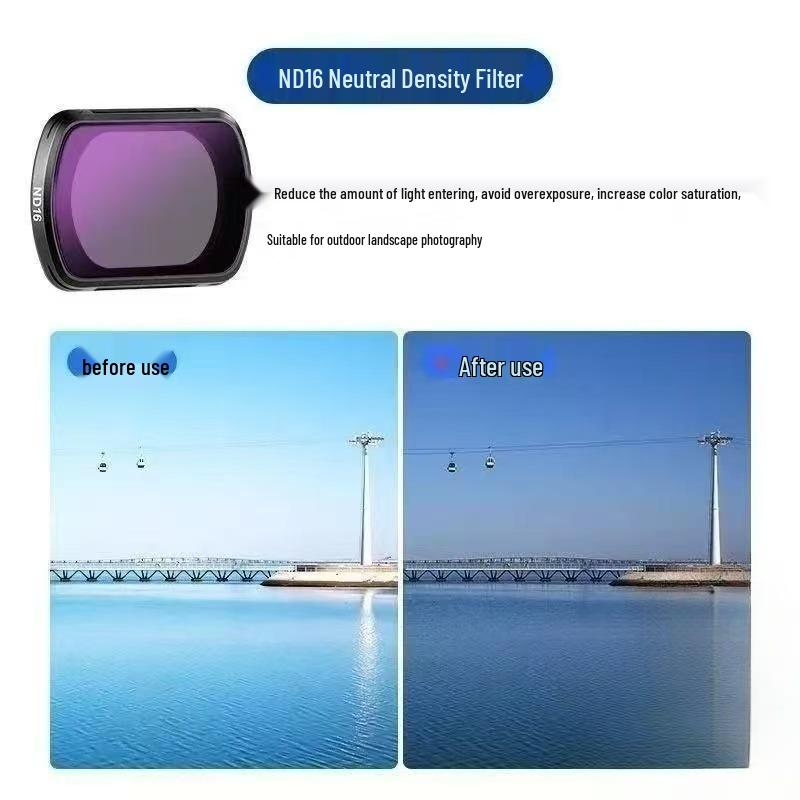 DJI Pocket 3 Filter Set: Wide-Angle, UV, Black Soft, ND Dimming, Light Transmission, and Brightness Adjustable Filters.
