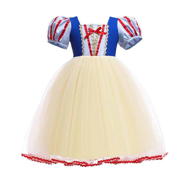 2022 Children's Snow White Skirt Girls Little Girl Summer New Cotton Short Sleeve Bubble Sleeve Dress