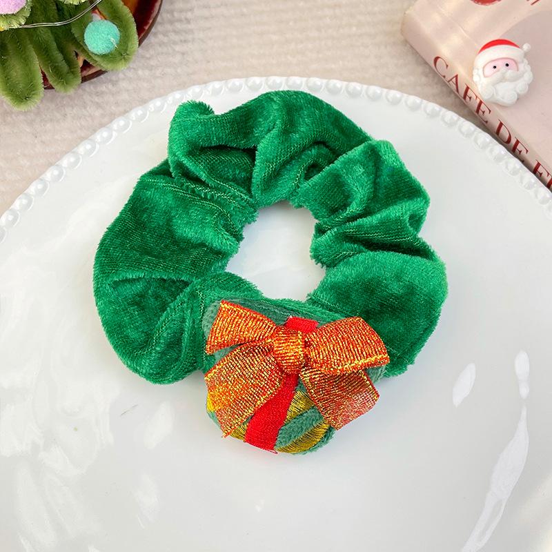 Świąteczna gumka do włosów scrunchie z Mikołajem i reniferami oraz bransoletka dziecięca