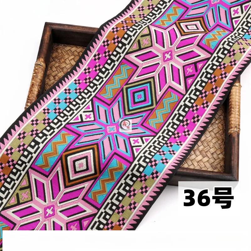 20 cm x 700 cm Hmong Stickerei Spitze Zubehör Miao Nationalität Kleidung Band Brokat Muster Tisch Flagge Wand Hängen Stoff