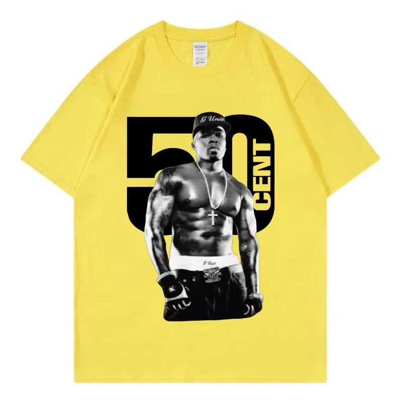 Rapper 50 Cent Graphic T Shirts Male Fashion Hip Hop Vintage Short Sleeve Tshirt Women Summer 100 Cotton Oversized Tshirts