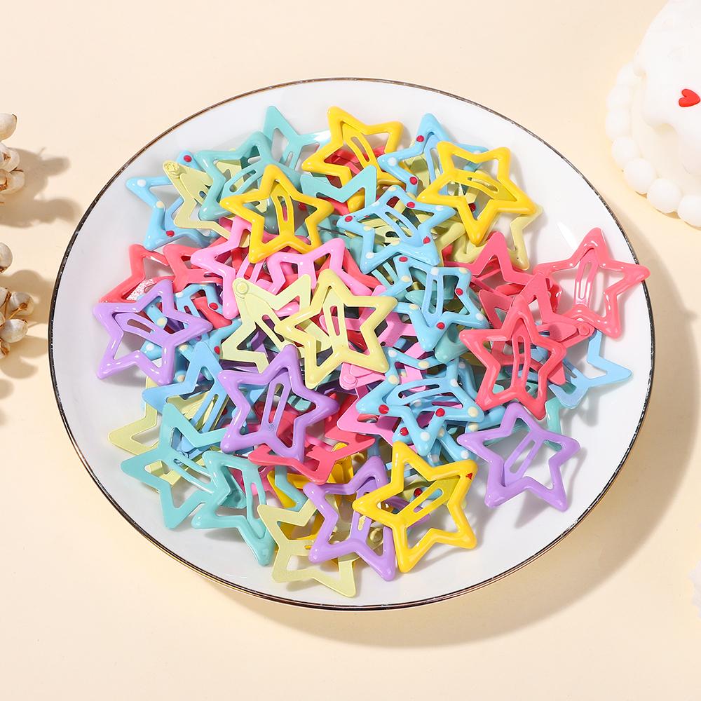 60pcs Colorful Star BB Hair Clips Girls Y2K Cute Star Barrettes Women Simple Metal Snap Clip Headdress Hair Jewelry Accessories