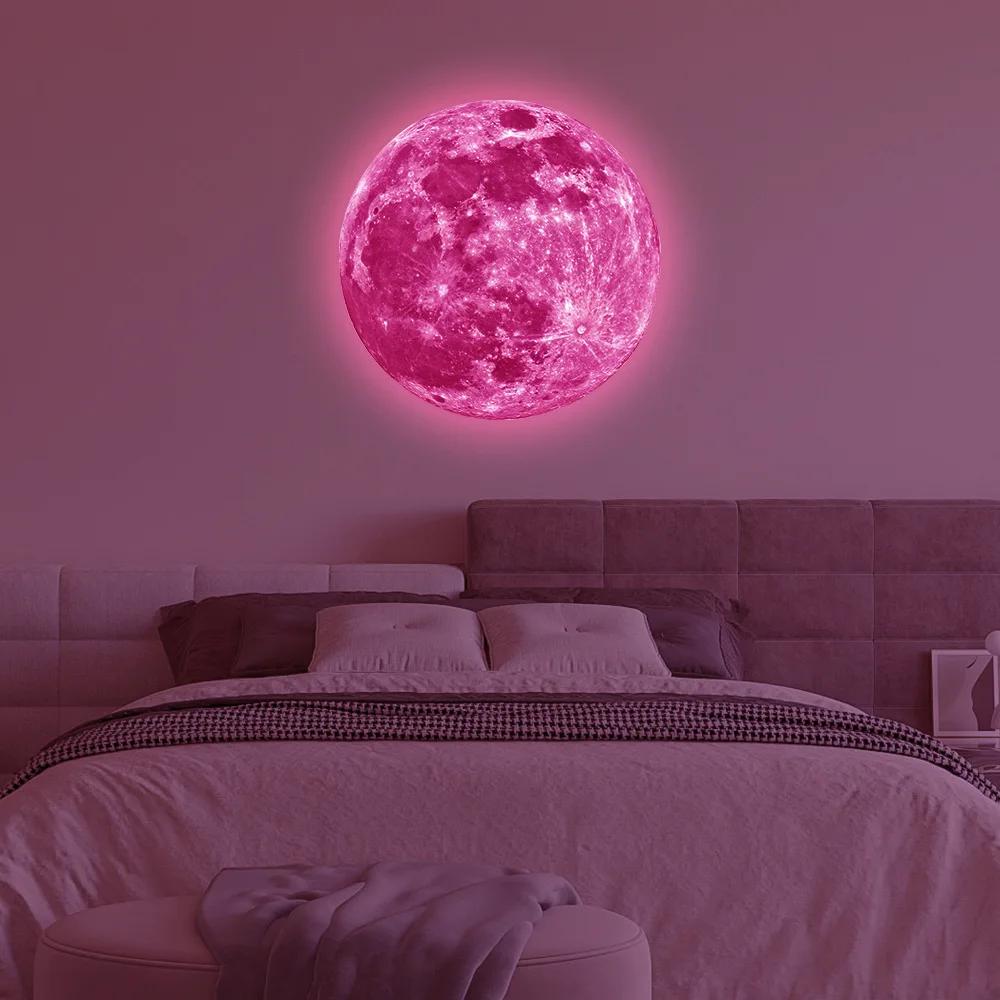 5-30cm Luminous 3D Moon Wall Stickers For Kids Baby Room Bedroom Decoration Living Room Home Decals Glow In The Dark Wallpaper