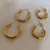 Trendy Metal C-Shaped Hoop Earrings - Blogger-Recommended Fashion