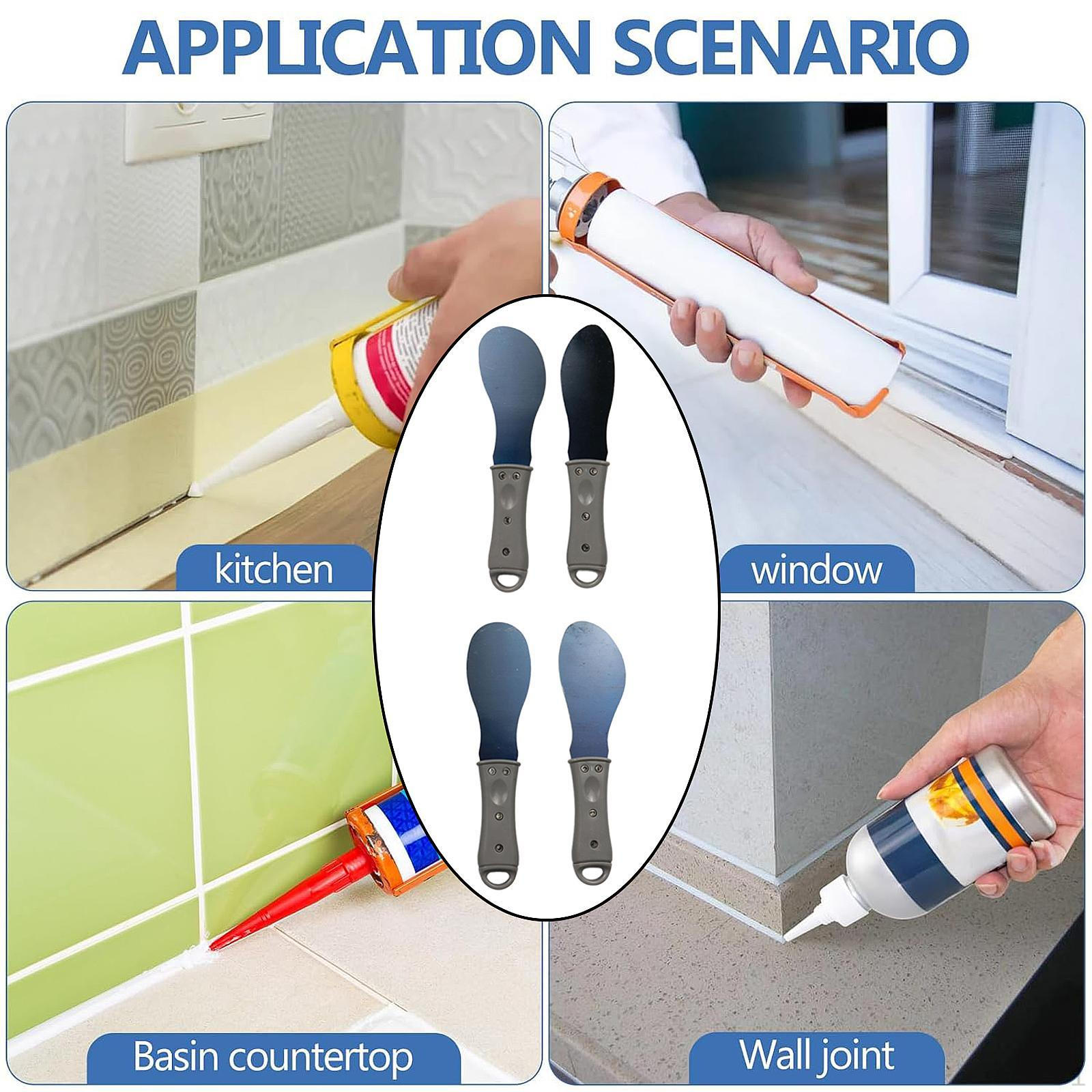

4 Pieces Smoothing Finisher Metal Caulking Spreaders Carbon Steel Caulk Removal Tools Grout