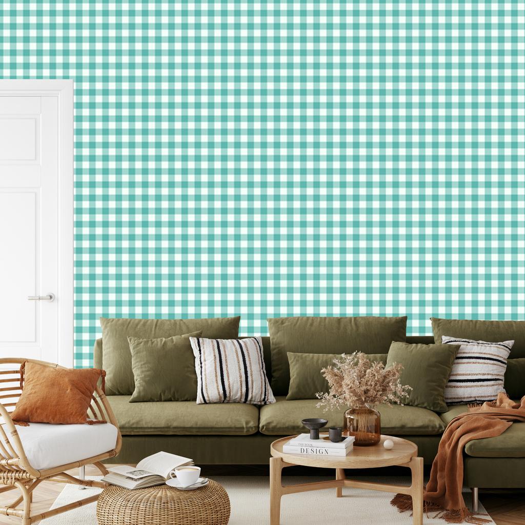 Mint fabric pattern wallpaper, clear detail for living room and bedroom 50x1000