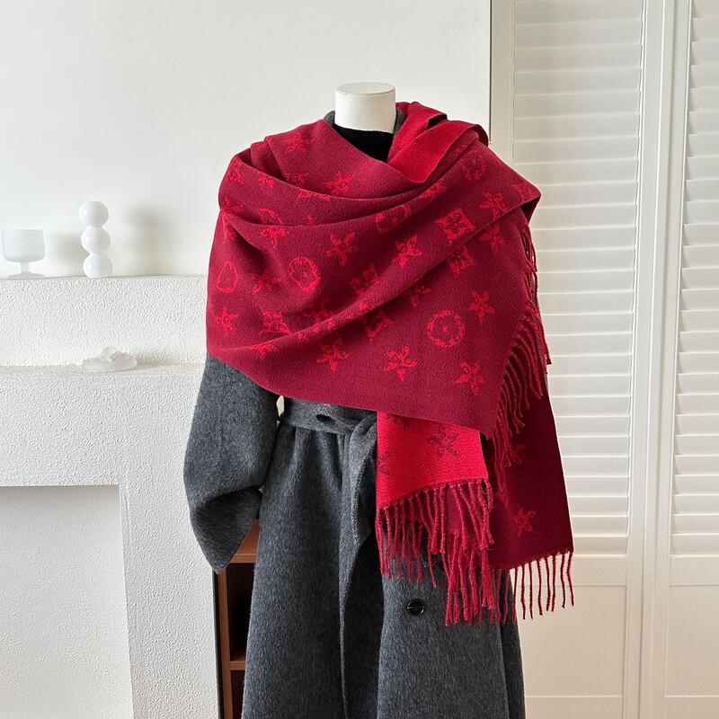 Women's Elegant British Style Double-Sided Jacquard Winter Scarf & Shawl