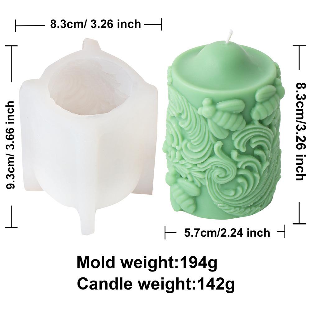 3D Retro Totem Relief Bee Honeycomb Candle Silicone Mold Cylindrical Square Column Pattern Cylindrical Candle Mould Gypsum Molds