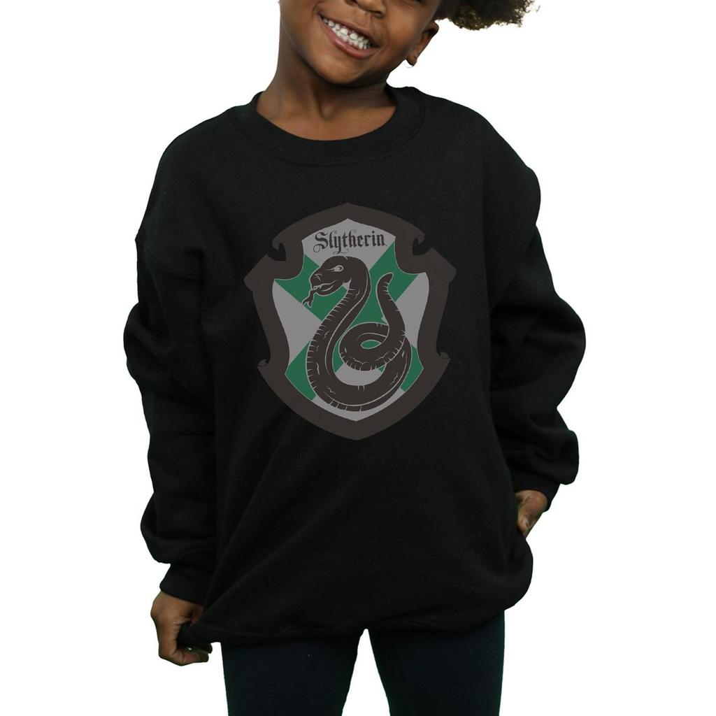 HARRY POTTER Girls Slytherin Crest Flat Sweatshirt
