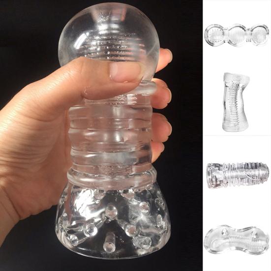Giocattolo del sesso per l'allenatore del pene degli uomini della tazza dell'aereo del masturbatore del silicone molle trasparente