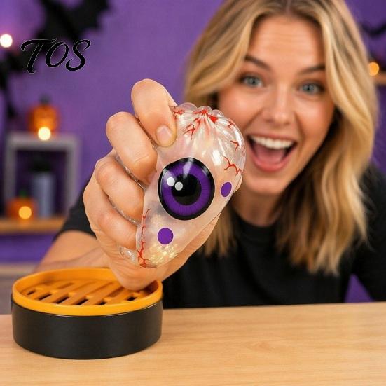 Stress Reduction Sensory Toy 1/6Pcs Halloween Dumpling Relief Toy, Devil Pumpkin Eyeball Skeleton Squeeze Shaped Anxiety Dough Bun Fidget with