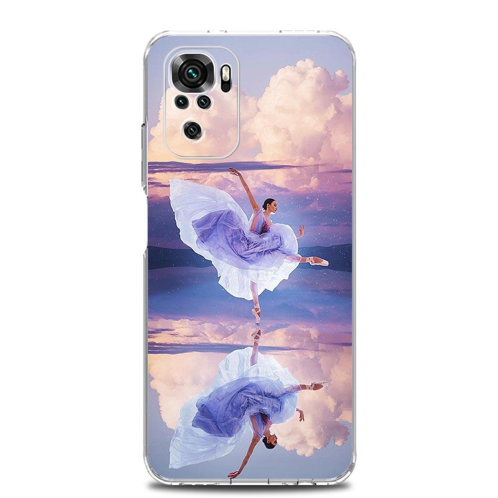 Simple Swan Dance Ballet Clear Phone Case For Xiaomi Redmi Note 12 5G 9S 9 8 10 11 Pro+ 9T 8T 10C 9C 9A 7 Pro Soft Back Cover