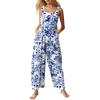 Women's Casual Jumpsuit Sleeveless Fashion Floral Print Jumpsuit