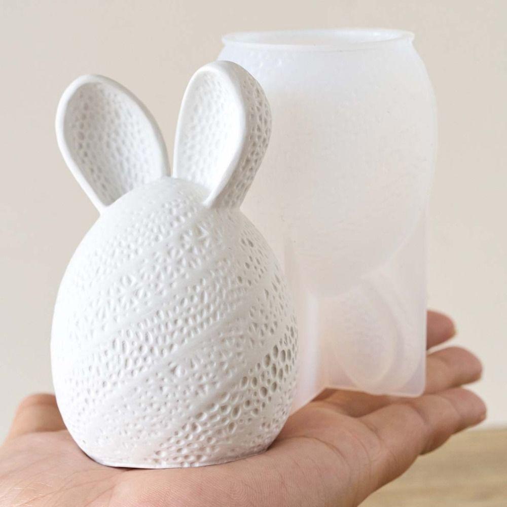 Gestreiftes Muster Hase Duftkerzenform Oster-Serie 3D Hasenformen Handwerk DIY