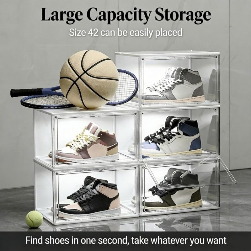 Clear View LED Illuminated Shoe Storage Dustproof Design For Displaying Shoe Collections Domestic Setting