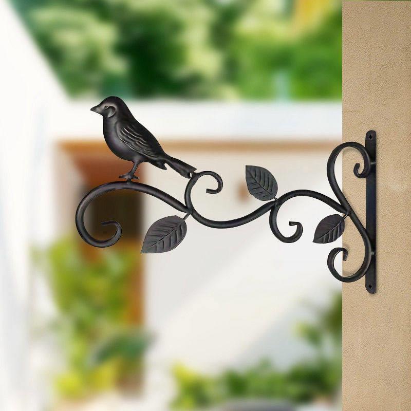 Supporti da Appendere per Piante in Ferro Battuto con Decorazione di Uccello e Foglia Perfetti per Uso Esterno su Patio Balcone Parete del Giardino