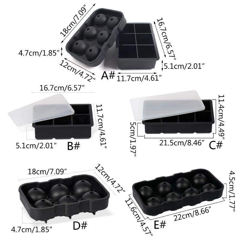 652F Silicone Large Cube Ice Tray Easy to Remove Silicone Ice Balls Maker Dishwasher Safe