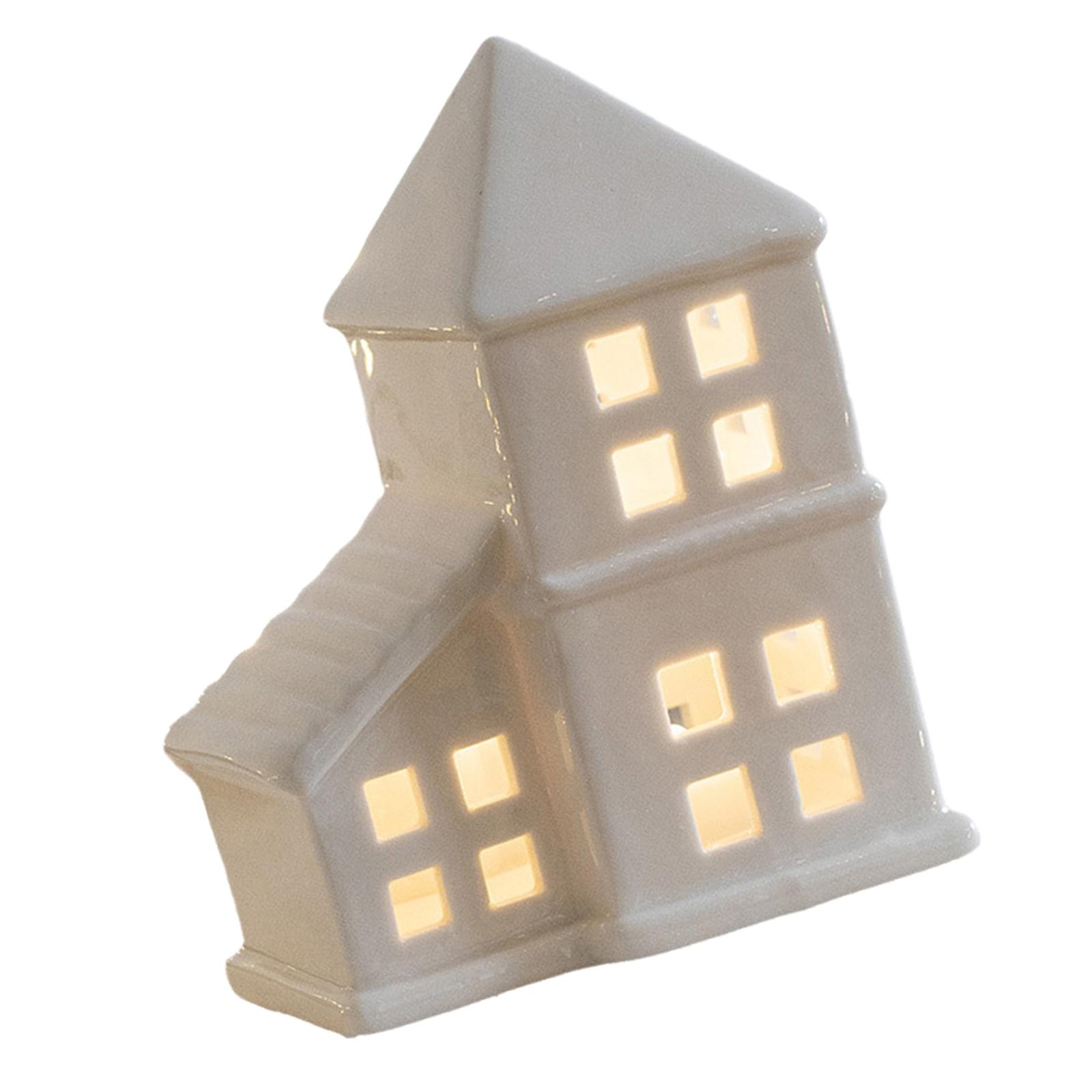 Рождественская фарфоровая фигурка деревенского дома со светодиодной подсветкой, керамическая светящаяся статуэтка дома для украшения стола на праздничной вечеринке C