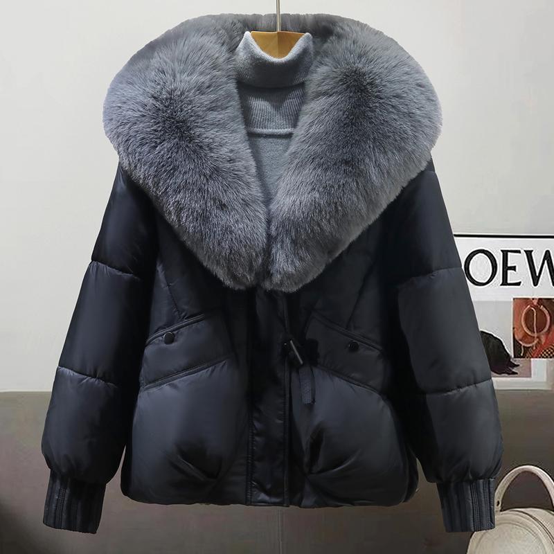 

Модные женские зимние пальто с большим воротником из искусственного меха, толстые теплые парки, свободные женские куртки L чёрный