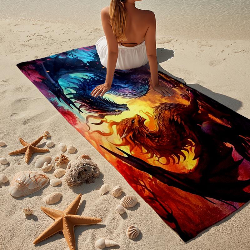 Epic Dragon Moonlit Sky Beach Towel, Super Soft Microfiber, Gift for Her/Him, Birthday, for Pool, Beach, Travel, Home Decor Fan gifts