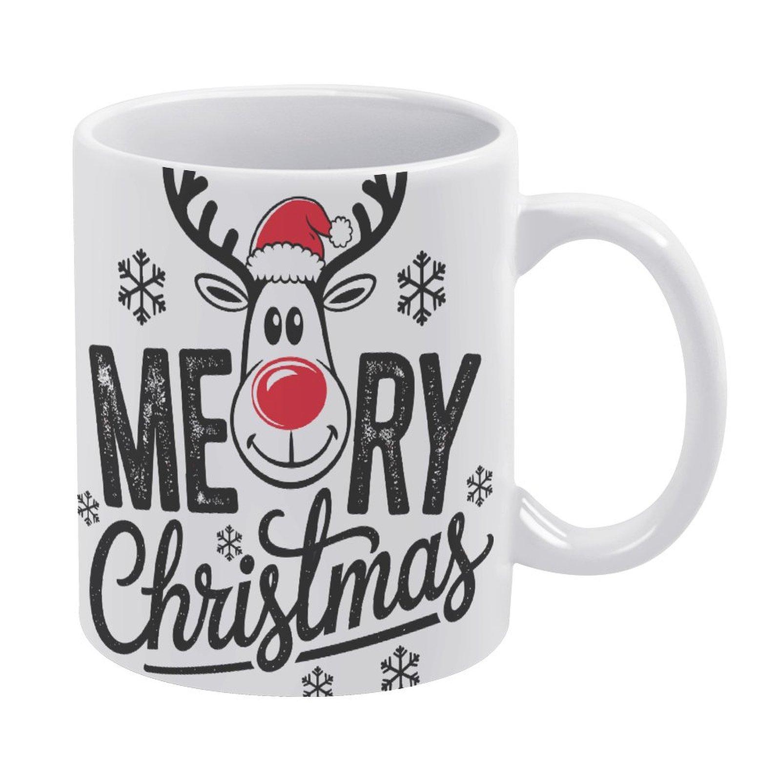 

1pc 11oz blank ceramic coffee mug, double-sided printed cup for kitchen office breakfast drinks, sturdy handle, smooth glaze, daily gift choice белый