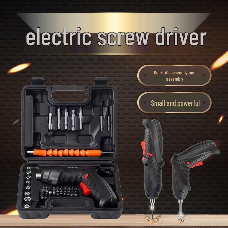 Automatic Electric Screwdriver Set with Lithium Battery - Mini Household Drill & Bit Collection