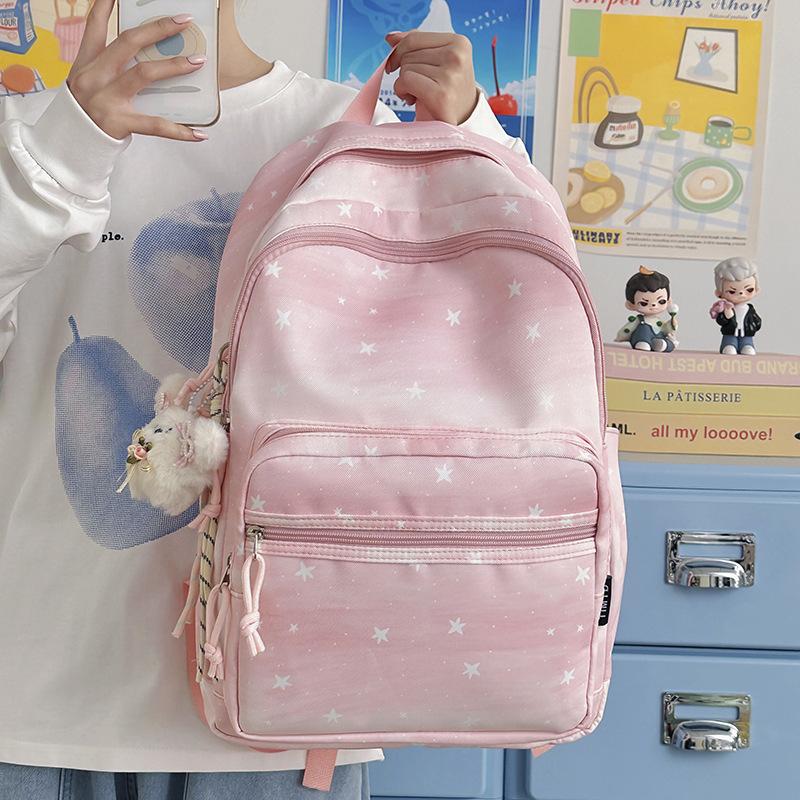Schoolbag, Japanese Style INS Cartoon Star Backpack for Women, Large Capacity Collegiate Style Student Backpack, Cute Fashionable and Personalized