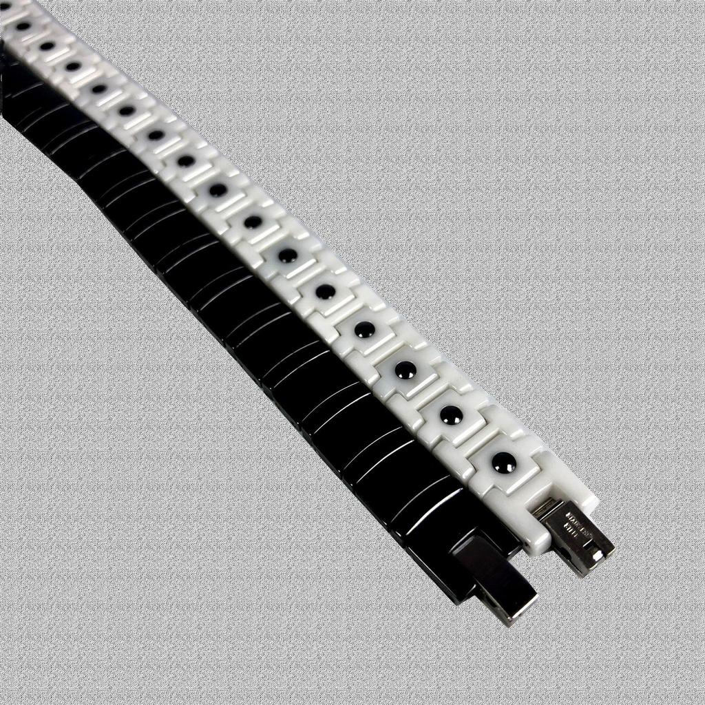 Schwarz-Weiß Keramik Magnetisches Herrenarmband - Weihnachtsgeschenk