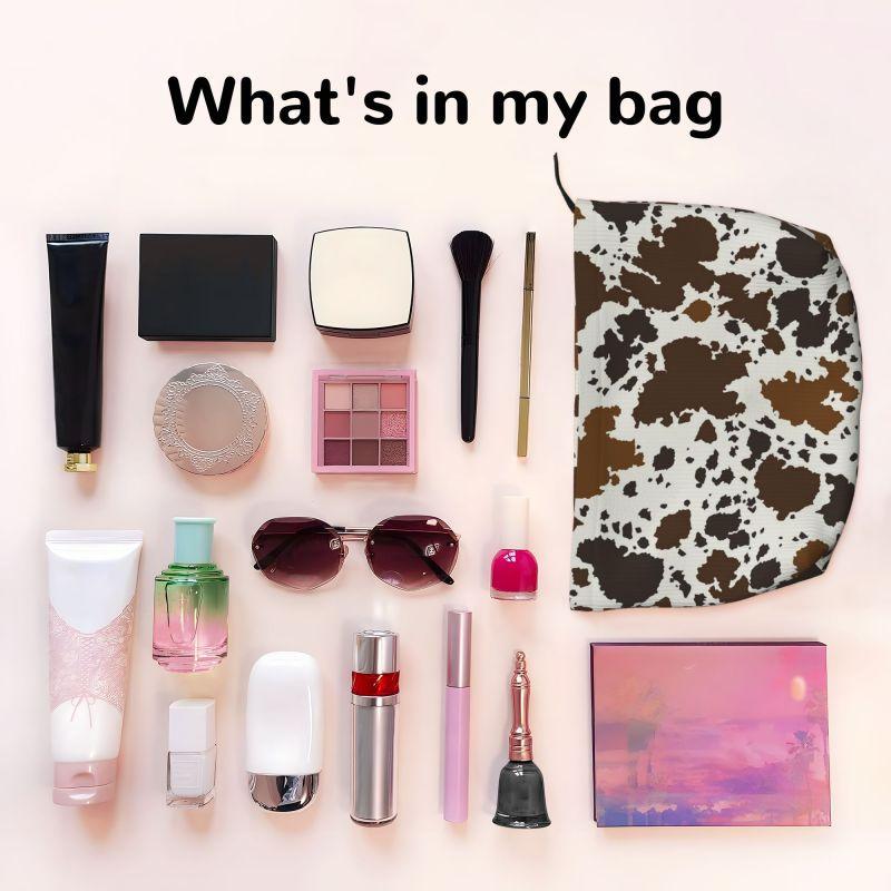 Trousse de toilette imprimé vache marron pour femmes Organiseur de maquillage et cosmétiques Rangement beauté pour dames Dopp Kit