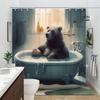 Funny Cat In Bathtub Bathing Cartoon Kids Shower Curtain Tyrannosaurus Rex Wave Polyester Fabric Shower Curtains Bathroom Decor