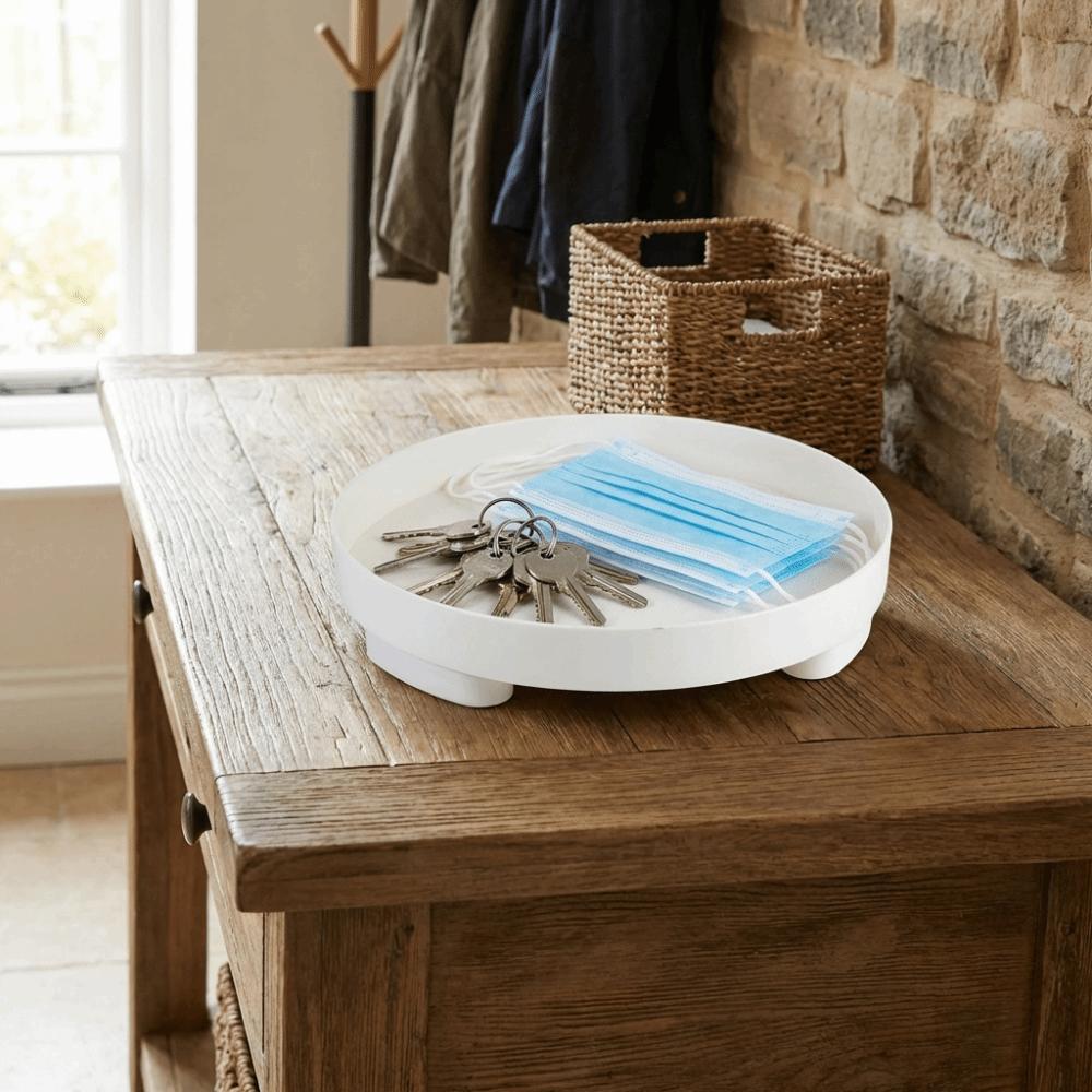 Nordic Style Round Storage Tray Minimalist Simple Jewelry Display Tray Plastic Household Desktop Sundries Organizer Bathroom